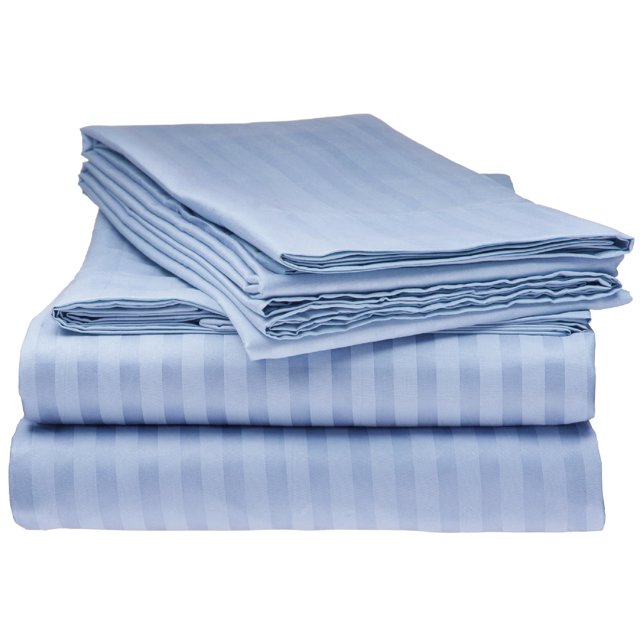 ELAINE KAREN 1800 Series - Soft Brushed Microfiber - Striped FULL Bed Sheet Set, Light Blue