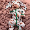 thumbnail image 1 of EGNMCR Rompers for Kids Easter Baby Girls Long-sleeved Carrot Print Romper Jumpsuit+ear Cap Two-piece Set Kid Rompers, 1 of 9
