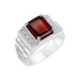 thumbnail image 3 of RYLOS Men's Rings Sterling Silver Designer Style 10X8MM Emerald Cut Shape Gemstone & Diamonds Garnet January Birthstone Rings For Men Size 9, 3 of 4