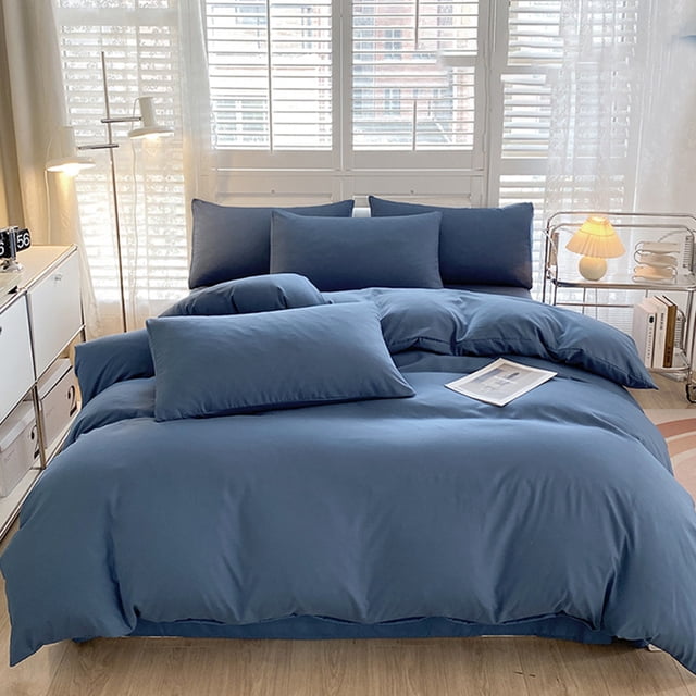 TIMIFIS All-Season Bedding Set - 4-Piece Washable Solid Color Bed Sheet Duvet Cover And Pillowcases