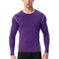 thumbnail image 1 of Innerwin Hauts de Musculation à Manches Longues T-Shirt de Sport pour Hommes Couche de Base de Gym Chandails de Compression Décontractés Violet G, 1 of 3
