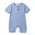 thumbnail image 4 of AherBiu Newborn Onesie Short Sleeve Jumpsuit Baby Clothes Ribbed Button Crewneck Summer Short Rompers Overalls, 4 of 4