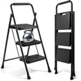 thumbnail image 1 of PhiloDeco 3 Step Ladder , 450lbs Folding Tread Stool with Auto-Lock, Ultra-Thin Portable, Iron ladders for home, office.Rustproof & Multi-Purpose, Fold ladders,No Assembly Needed, 1 of 8