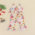 thumbnail image 2 of Toddler Baby Girls 2 Piece Summer Outfits Floral Print Halter Ruffle Crop Top and Flared Pants Set Pink 4-5 Years, 2 of 8