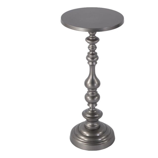 Beaumont Lane Transitional 10"W Round Metal Pedestal End Table in Nickel