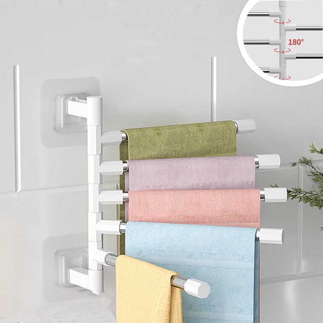 Dvkptbk Étagère de Rangement Non Perforée Murale Rotative Porte-Serviettes Rangement de Salle de Bain Adapté pour Cuisine et Salle de Bain Organisation et Rangement