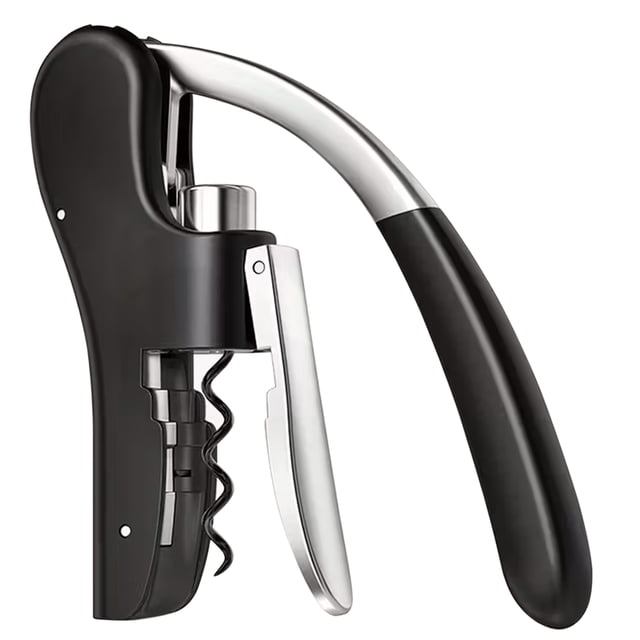 Wine Bottle Opener Stainless Steel Vertical Lever Corkscrew Anual Handheld Corkscrew with Built-in Foil Cutter Design