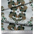 thumbnail image 2 of Soimoi Moss Georgette Fabric Quatrefoil & Peacock Bird Print Fabric by Yard 42 Inch Wide, 2 of 3