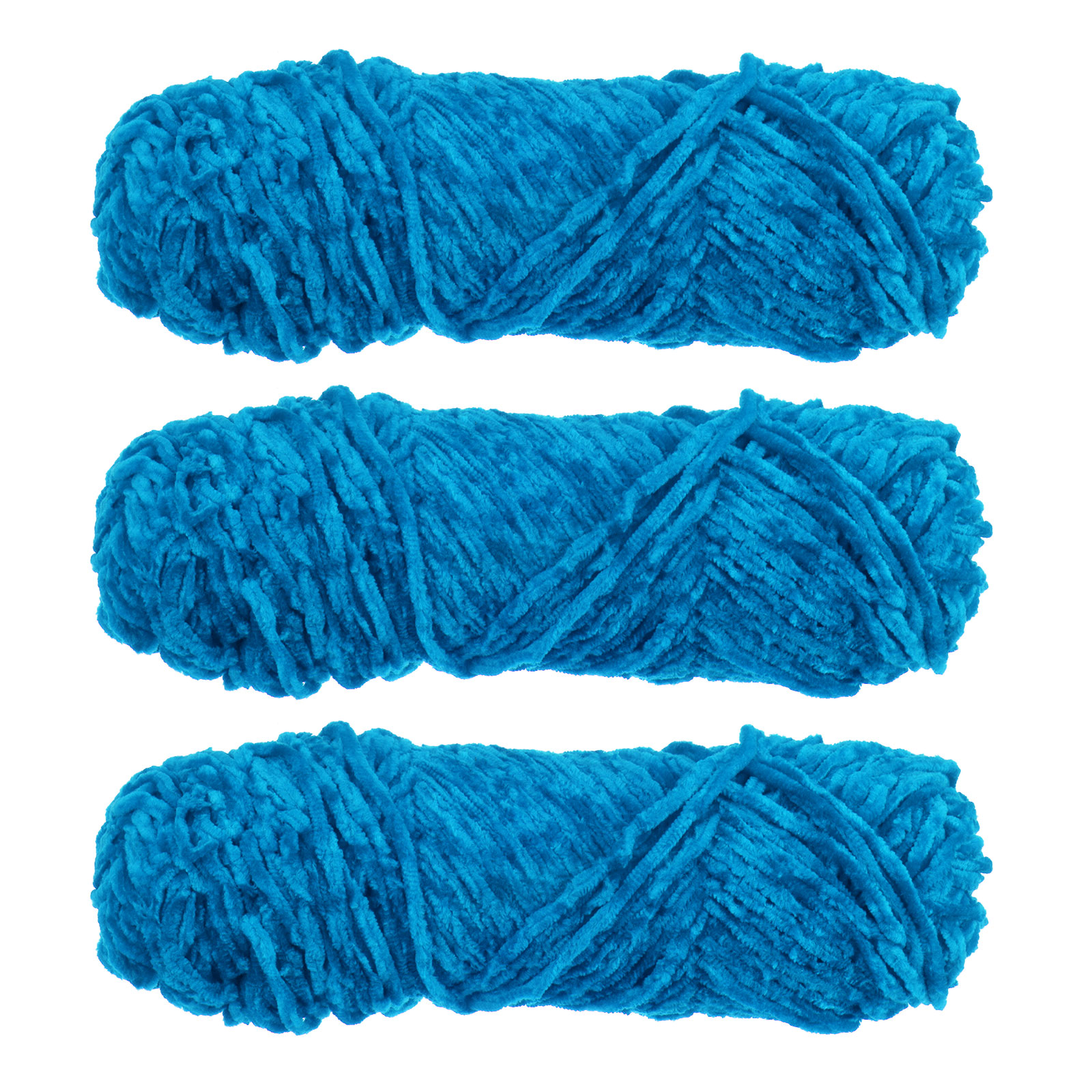 Unique Bargains Chenille Polyester Lake Blue Yarn, 3 Skeins