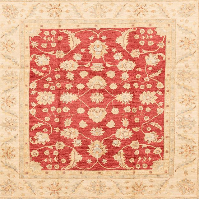 Ahgly Company Tapis d'Intérieur Carrés Abstraits Orange Vif, Tapis de Zone Abstraits, 8 Pieds Carré