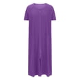 thumbnail image 3 of Erwazi Robe pour Femmes à Fermeture Éclair devant, Manches Courtes, Longue Robe de Chambre avec Poches, Tenue de Détente, 3 of 6