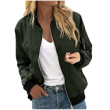 Mgmyaa Blousons Bomber pour Femmes à Fermeture Éclair, Veste Courte Légère