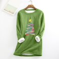 thumbnail image 1 of Meichang Chandail en Molleton pour Femmes Grande Taille, Graphique d'Arbre de Noël, Chandail Doublé Sherpa, Chaud pour l'Hiver, Manches Longues, Col Rond, Chandail à Enfiler, Vert, P, 1 of 4