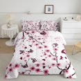 thumbnail image 2 of Erosebridal Literie Fleurs de Cerisier Roses Ensemble de Couette Grand, Couette Papillon Girly, Réversible 3 Pcs, 2 of 8