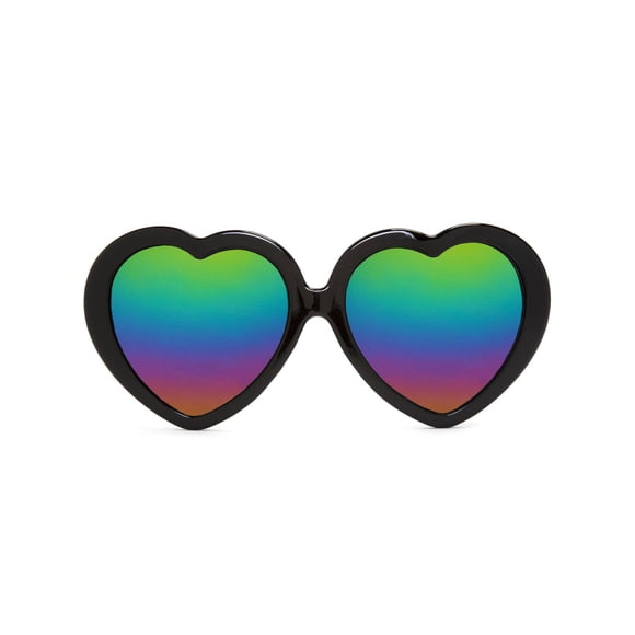 Gravity Shades Heart Shaped Rainbow Lens Sunglasses - Black