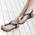 thumbnail image 4 of RKSTN Sandals for Women Ladies Sandals Rhinestone Buckle Style Wedge Heel Large Size Flip Flop Sandals Soft Comfortable Sandals, 4 of 5