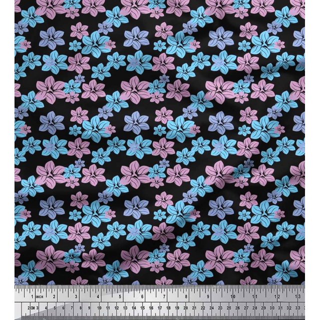 Soimoi Poly Georgette Fabric Artistic Floral Printed Craft Fabric by the Yard 42 Inch Wide