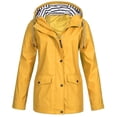 thumbnail image 1 of HTNBO Hooded Solid Color Rain Coats for Women Outdoor Windproof Plus Size Rain Jackets, 1 of 3