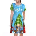 thumbnail image 1 of Vsdgher Joyeux Noël Gnome pour Femmes Été 2025 Décontracté Robes Midi Maxi Légères Manches Courtes Col Rond Robe de Plage, 1 of 6