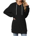 thumbnail image 1 of MeetoTime Long Sleeve Hoodie for Women Fall Comfy Stretch Knit Ribbed Hooded Pullover Tunic Tops, 1 of 6