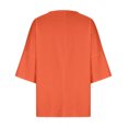 thumbnail image 4 of Pisexur Hauts d'Été pour Femmes Mode Chemises en Coton et Lin Décontractées Col Rond Manches 3/4 Chemises pour Femmes Confortables Amples pour Sortir Blouses Unies d'Automne avec Poches, 4 of 5