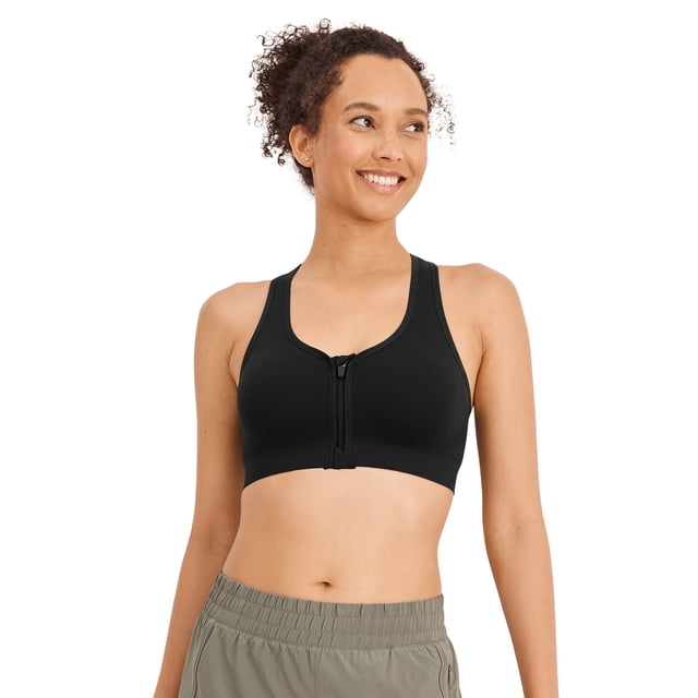 Jockey Women's Seamfree Mid Impact Zip Front Sports Bra