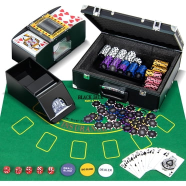 Costway 300 Pieces Casino Poker Chip Set 14 Gram Poker Chips with Automatic Card Shuffler