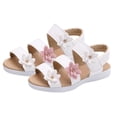 thumbnail image 2 of JDQJBZ Sandales Filles Style Romain Imprimé Trois Fleurs Été Plage, 2 of 5