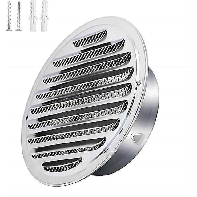 Grille de Ventilation Ronde en Acier Inoxydable avec Tuyau d'Évacuation, Hotte de Sortie d'Air, Grille Ronde avec Évent d'Air, Hotte d'Extraction de Fumée avec Moustiquaire