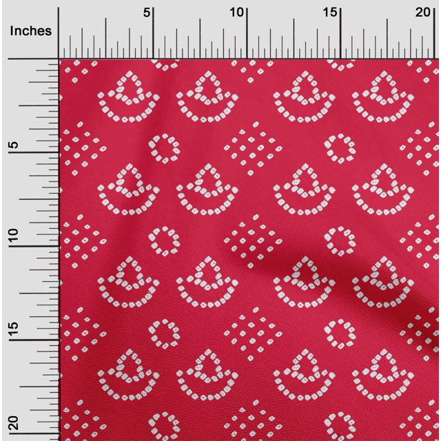 oneOone Soie Tabby Rouge Tissu Ethnique Bandhani Robe Tissu Tissu Imprimé par la Cour 42 Pouces de Large