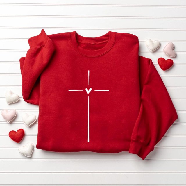 TIMIFIS Red Valentines Sweatshirts for Women Crewneck Long Sleeve Oversized Pullover Tops Casual Spring Fall Outfits Heart Sweater Shirts - Spring/Summer