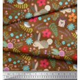 thumbnail image 3 of Soimoi Tissu en Georgette de Polyester à Motif Floral, Tissu à Imprimé de Dessins Animés Rabbit & Porcupine au Mètre, 52 Pouces de Large, 3 of 3