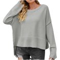 thumbnail image 1 of AherBiu Chandail Court pour Femmes Col Ras du Cou Tricoté Chandail Hauts Automne Hiver Tendance Chaud Manches Longues Chandail, 1 of 4