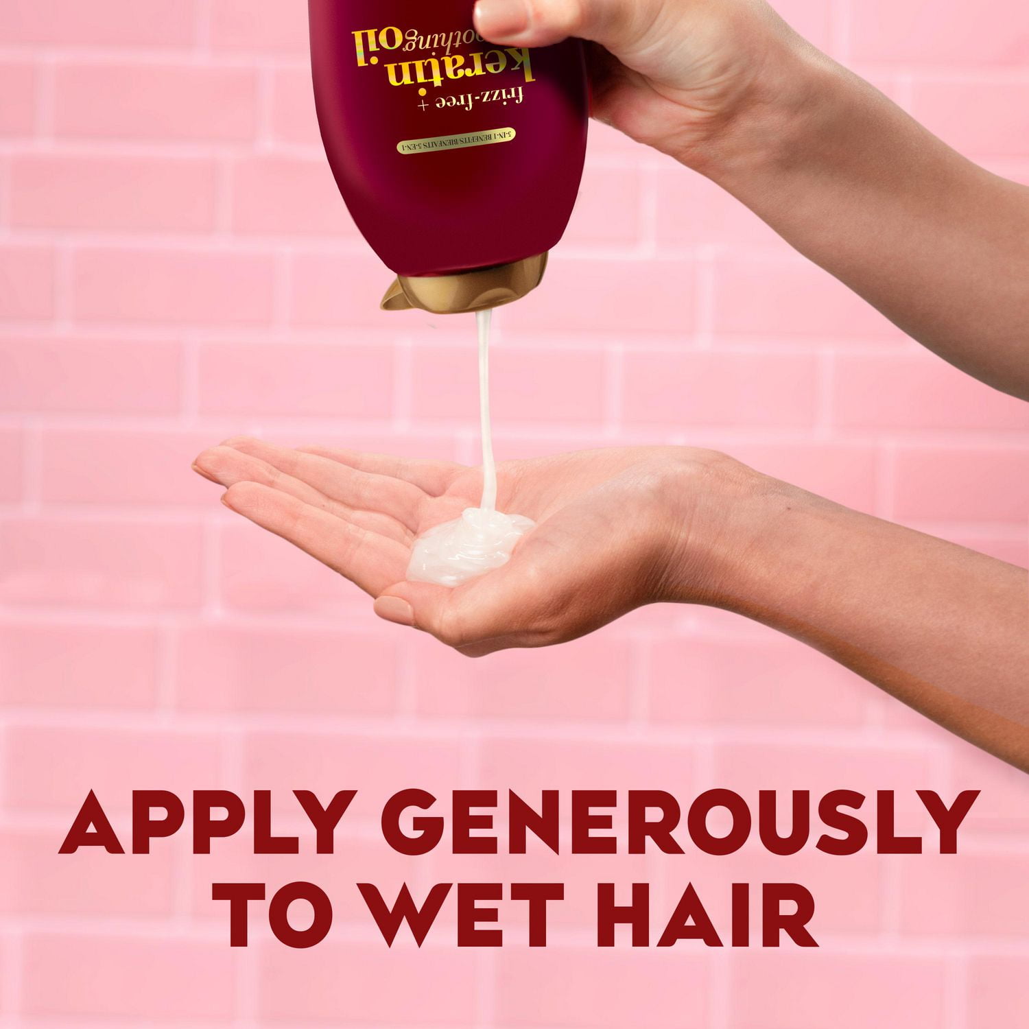 OGX Shampooing à l'Huile Lissante à la Kératine Anti-Frisottis pour Cheveux Frisottés, Grand Format