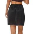 thumbnail image 2 of RUNQHUI Jupon Long en Satin pour Femme Demi-Jupon Jupe sous Robe Jupons Rallonge Demi-Jupons 45cm Noir m, 2 of 7