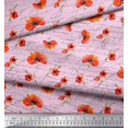 thumbnail image 3 of Soimoi Pink Georgette Viscose Fabric Text & Poppy Floral Print Fabric by Yard 42 Inch Wide, 3 of 3