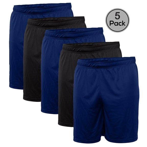 Blank Activewear Lot de 5 Shorts pour Jeunes, Tissu de Performance à Séchage Rapide, 100 % Polyester