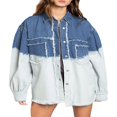 thumbnail image 3 of Veste en Denim Effiloché Surdimensionnée pour Femmes Caitzr, Veste en Jean Décontractée Style Boyfriend, 3 of 7