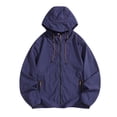 thumbnail image 2 of Maqroz Veste de Soleil pour Homme UPF 50++ à Capuche à Fermeture Éclair Intégrale Protection UV SPF Rafraîchissante Légère avec Poches Été Ajustable Séchage Rapide Veste de Sport de Piste Randonnée Pêche Plein Air Bleu Foncé L, 2 of 5