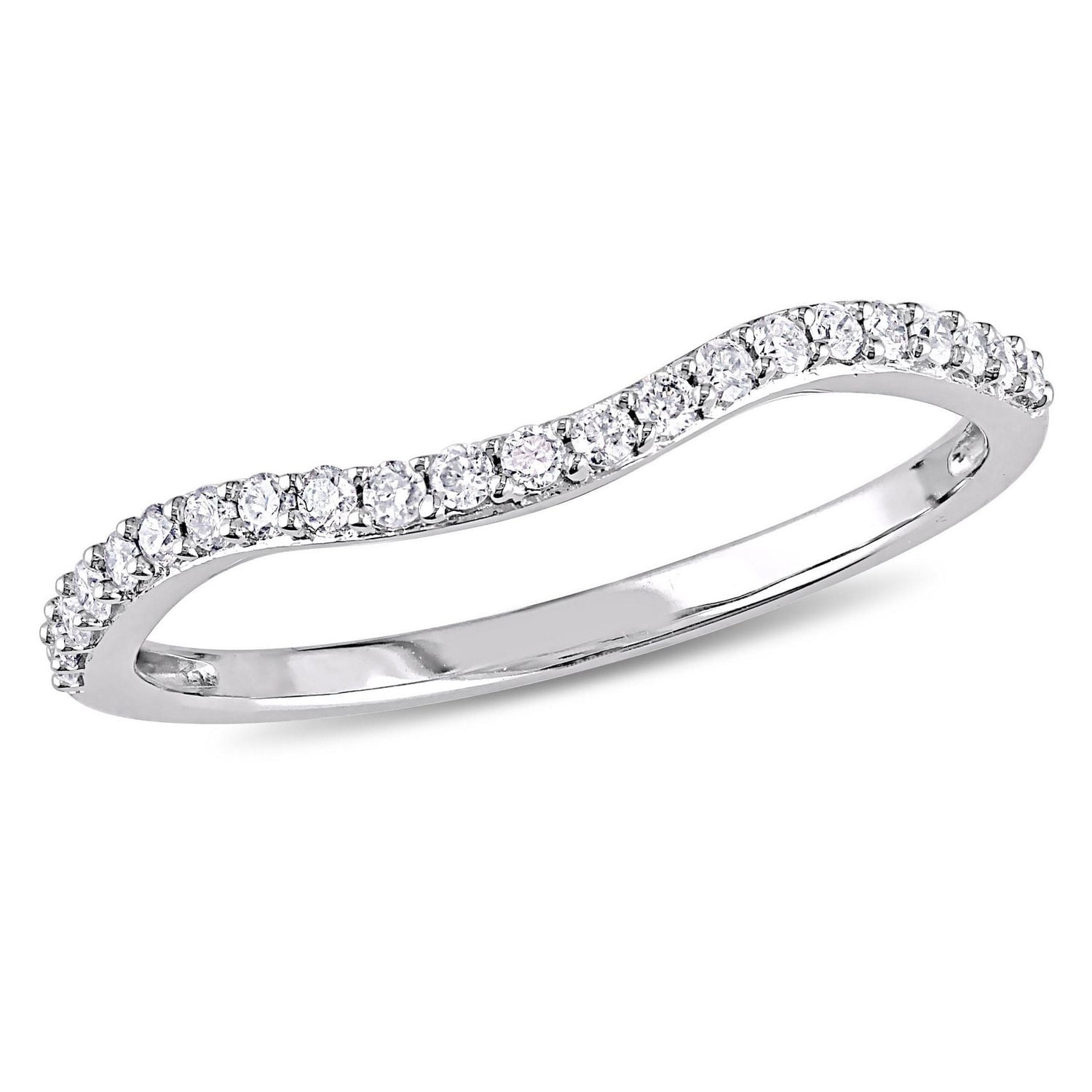 Bague de mariage contour courbée Miabella avec diamants 1/4 CT poids total en or blanc 14K