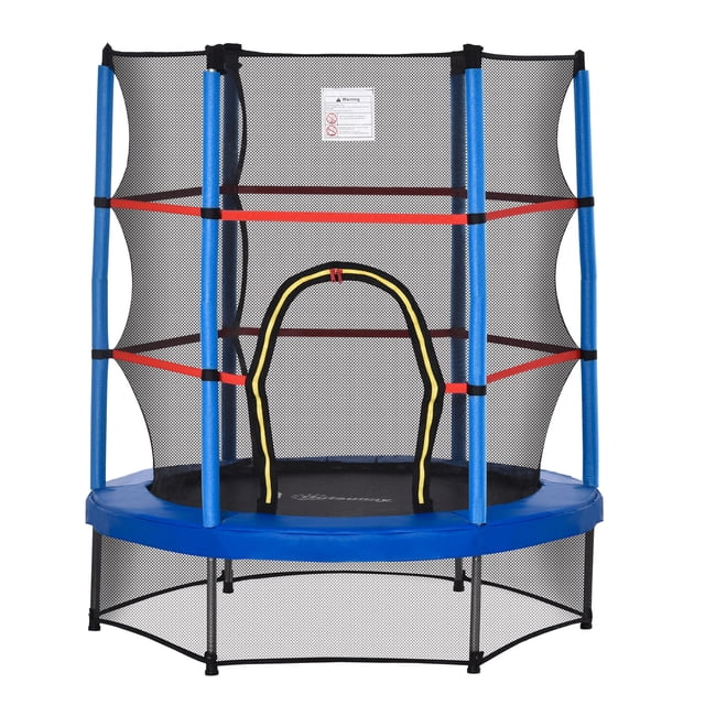 Outsunny Trampoline pour Enfants avec Enceinte pour 3 à 6 Ans, Bleu