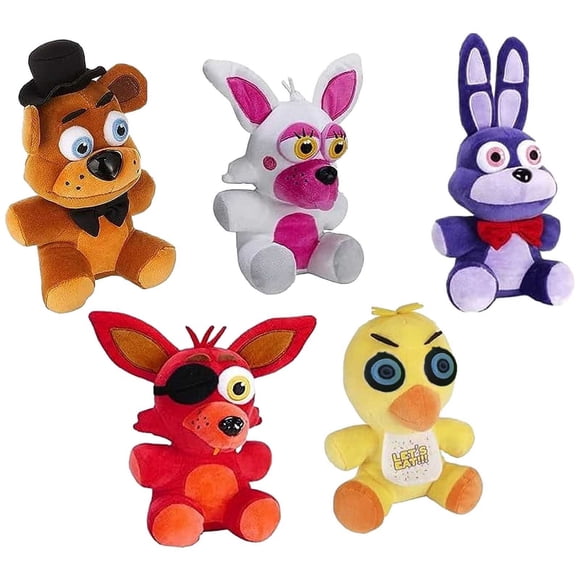 KEVCHE 5PCS Five Nights at Freddy's Plush Toys, Soft Five Nights at Freddy's Plushies Stuffed Animals Freddy Bonnie, FNAF Doll for Brithday of Children and Game Fans, Age 4+