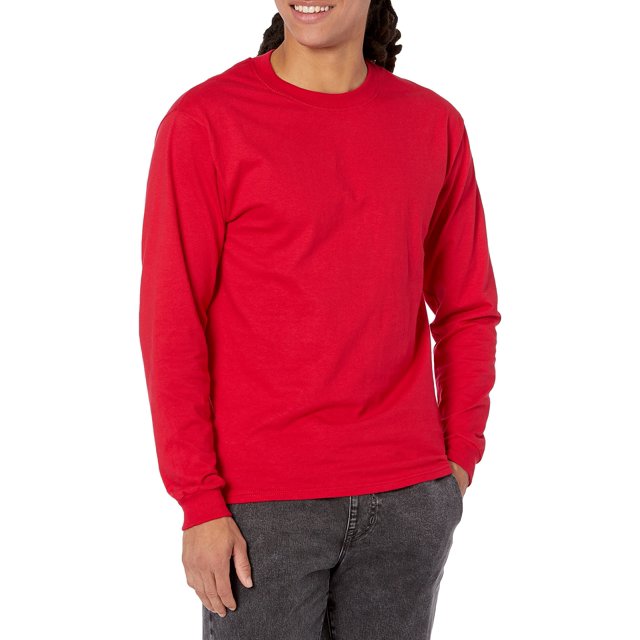 Hanes Chemise à Manches Longues pour Hommes, Rouge Profond, L
