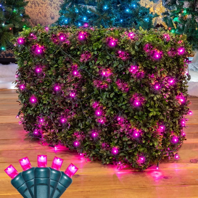 Novelty Lights 4x6 Pink LED Net Lights, 100 LEDs, Green Wire, Outdoor