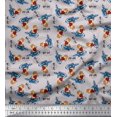 thumbnail image 1 of Soimoi Cotton Poplin Fabric Text,Rugby Ball & Bird Cartoon Print Fabric by Yard 56 Inch Wide, 1 of 3