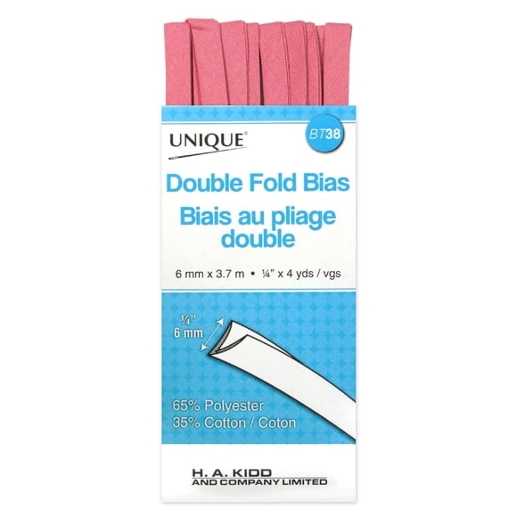 UNIQUE Double Fold Bias Tape - 7 mm (0.28 in) × 3.7 m (4.05 yd), polycoton, White