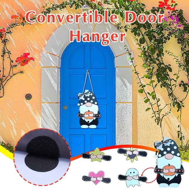 HOZADOIE Hang Out One s Shingle Home Decor Gnome Door Hanger Welcome Sign with Interchangeable Holiday