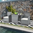 thumbnail image 3 of Costway 3PCS Patio Rattan Furniture Set Cushioned Sofa Armrest  Garden White, 3 of 10