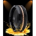 thumbnail image 2 of Men's Black Tungsten Carbide Wedding Band Ring Rose Gold Tone Steel Cable Inlay 13, 2 of 5