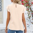 thumbnail image 4 of KIHOUT Nouveaux Hauts de Mode d'Été pour Femmes 2024, Mode Décontractée Dames Uni Manches Courtes Col Rond T-Shirt Plissé Blouse Beige TG, 4 of 6